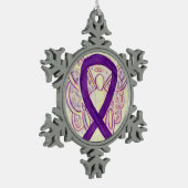 Paarse bewustwording Ribbon Angel Gepersonaliseerd Tin Sneeuwvlok Ornament (Links)