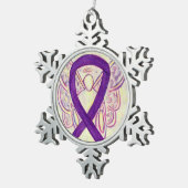 Paarse bewustwording Ribbon Angel Gepersonaliseerd Tin Sneeuwvlok Ornament (Rechts)