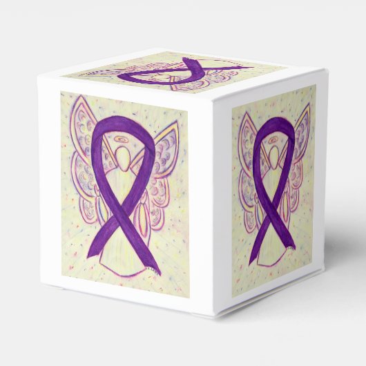 Paarse bewustwording Ribbon Angel Party for Favor  Bedankdoosjes (Achterkant)