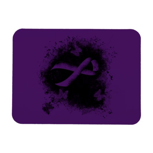 Paarse bewustwording Ribbon Grunge Heart Magneet (Horizontaal)