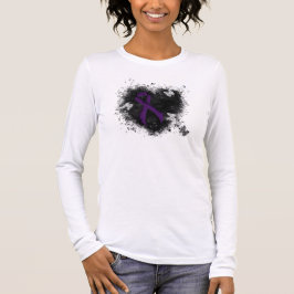 Paarse bewustwording Ribbon Grunge Heart T-shirt