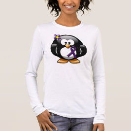 Paarse bewustwording Ribbon Penguin T-shirt