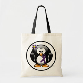 Paarse bewustwording Ribbon Penguin Tote Bag