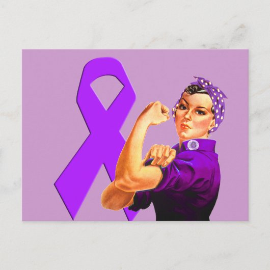 Paarse bewustwording Ribbon Rosie de Riveter Briefkaart (Voorkant)