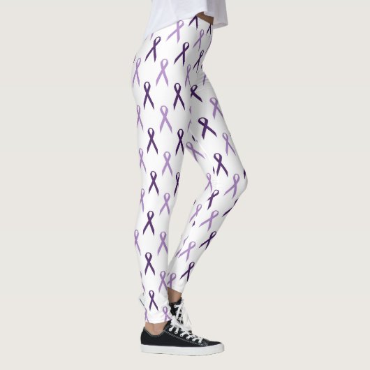 Paarse bewustzijn linten patroon Alzheimer Leggings (Rechts)