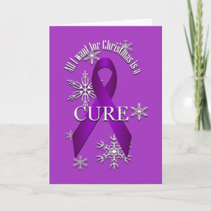 Paarse Bewustzijn Ribbon Christmas Cure Greeting 2 Feestdagen Kaart