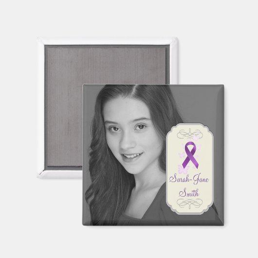 Paarse Bewustzijnslint Foto Keepsake Magneet (Voorkant / Achterkant)