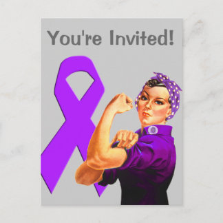 Paarse Bewustzijnslint Rosie de Riveter Uitnodiging Briefkaart