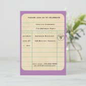 Paarse bibliotheekkaart Birthday Kaart (Staand voorkant)