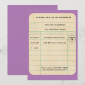 Paarse bibliotheekkaart Birthday Kaart (Voorkant / Achterkant)