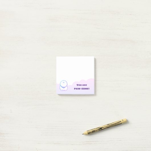 Paarse Bichon-Frise Dog Post-it Notes (Op bureau)