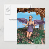 Paarse Biddende Engel Herfst Fantasie Kunst Briefkaart (Voorkant / Achterkant)