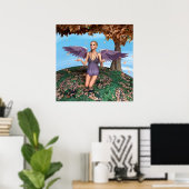 Paarse Biddende Engel Herfst Fantasie Kunst Poster (Thuiskantoor)
