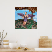 Paarse Biddende Engel Herfst Fantasie Kunst Poster (Keuken)