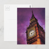 Paarse Big Ben Briefkaart (Voorkant / Achterkant)