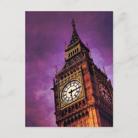 Paarse Big Ben Briefkaart (Voorkant)