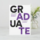 Paarse Big Bold Angle Knip Afstuderen Kaart (Staand voorkant)