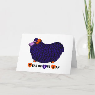 Paarse Big Ram Chinees Nieuwjaar Zodiac Kaart