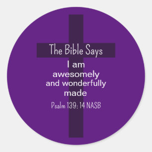 Paarse Bijbelbevestiging Aanmoediging Christelijk Ronde Sticker