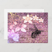 Paarse bijen Briefkaart (Voorkant / Achterkant)