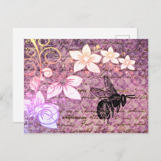  Paarse bijen Briefkaart (Voorkant / Achterkant)
