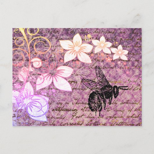 Paarse bijen Briefkaart (Voorkant)