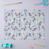 Paarse bijen en Mint Green Floral ontkoppeling Tissuepapier (Craft)