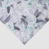 Paarse bijen en Mint Green Floral ontkoppeling Tissuepapier (Detail)