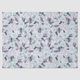 Paarse bijen en Mint Green Floral ontkoppeling Tissuepapier