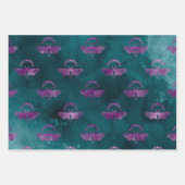 Paarse bijen op Blauwgroen Inpakpapier Vel (Voorkant 2)