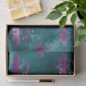 Paarse bijen op Blauwgroen ontkoppeling Tissuepapier (Geschenk)