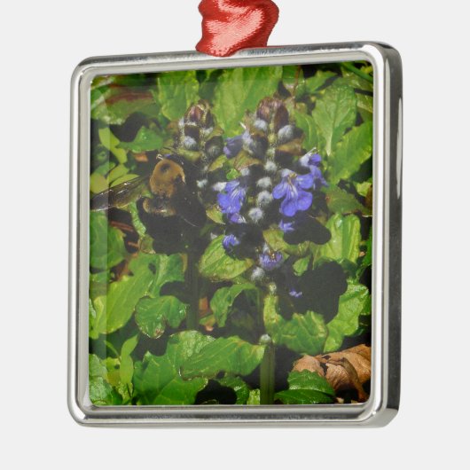 Paarse bijenbalm en roodbaars metalen ornament (Links)