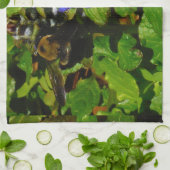 Paarse bijenbalm en roodbaars theedoek (Gevouwen)