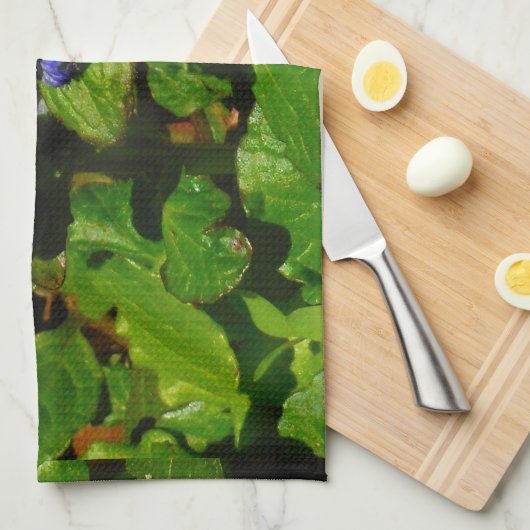 Paarse bijenbalm en roodbaars theedoek (Quarter Fold)