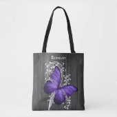 Paarse bijtende Butterfly - gepersonaliseerde Canv Tote Bag (Voorkant)