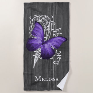 Paarse bijtende Butterfly-handdoek Strandlaken