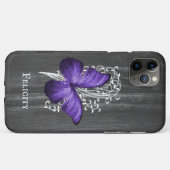 Paarse bijtende vlinder gepersonaliseerd Case-Mate iPhone case (Achterkant (horizontaal))