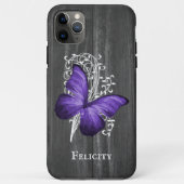 Paarse bijtende vlinder gepersonaliseerd Case-Mate iPhone case (Achterkant)