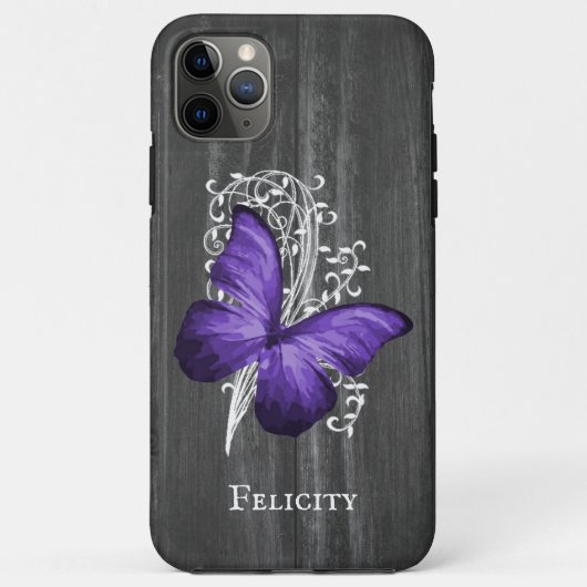 Paarse bijtende vlinder gepersonaliseerd Case-Mate iPhone case (Achterkant)