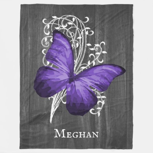 Paarse bijtende vlinder gepersonaliseerd fleece deken (Voorkant)