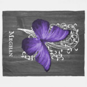 Paarse bijtende vlinder gepersonaliseerd fleece deken (Voorkant (Horizontaal))