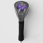 Paarse bijtende vlinder gepersonaliseerd golfheadcover (Voorkant)
