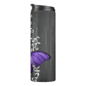 Paarse bijtende vlinder gepersonaliseerd thermosbeker (Geroteerd rechts)