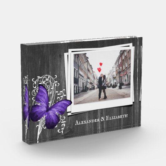 Paarse bijtende vlinderparen fotoblok (Links)