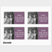 Paarse binaire code foto save the date-stickers rechthoekige sticker (Vel)