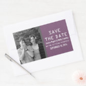 Paarse binaire code foto save the date-stickers rechthoekige sticker (Envelop)