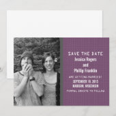 Paarse binaire code foto save the date uitnodiging (Voorkant / Achterkant)