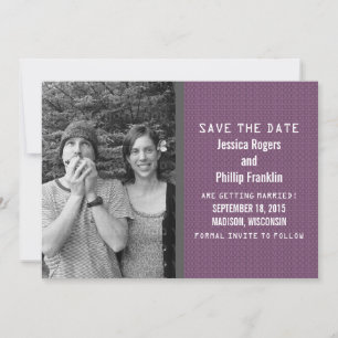 Paarse binaire code foto save the date uitnodiging