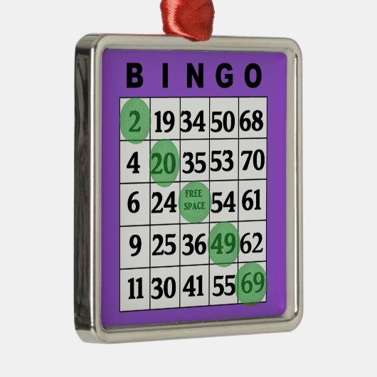 Paarse BINGO-Kaart | Kerstmis van BINGO Lover Metalen Ornament (Rechts)