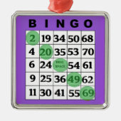 Paarse BINGO-Kaart | Kerstmis van BINGO Lover Metalen Ornament (Voorkant)